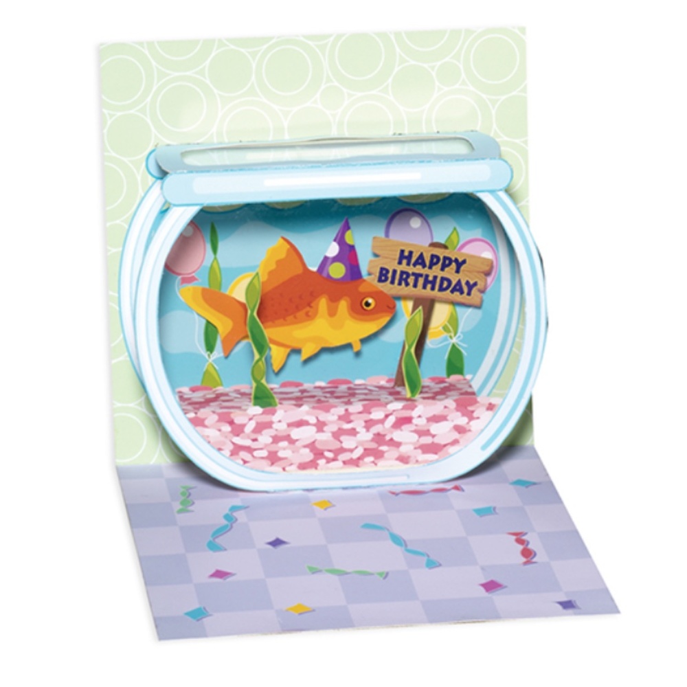 Treasures BIRTHDAY Pop-Up Greeting Card GOLDFISH BIRTHDAY